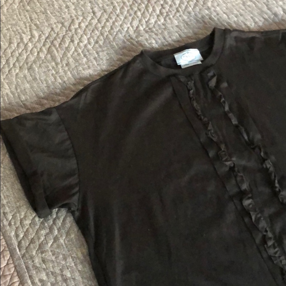 Prada Black Ruffle Short Sleeve T-Shirt